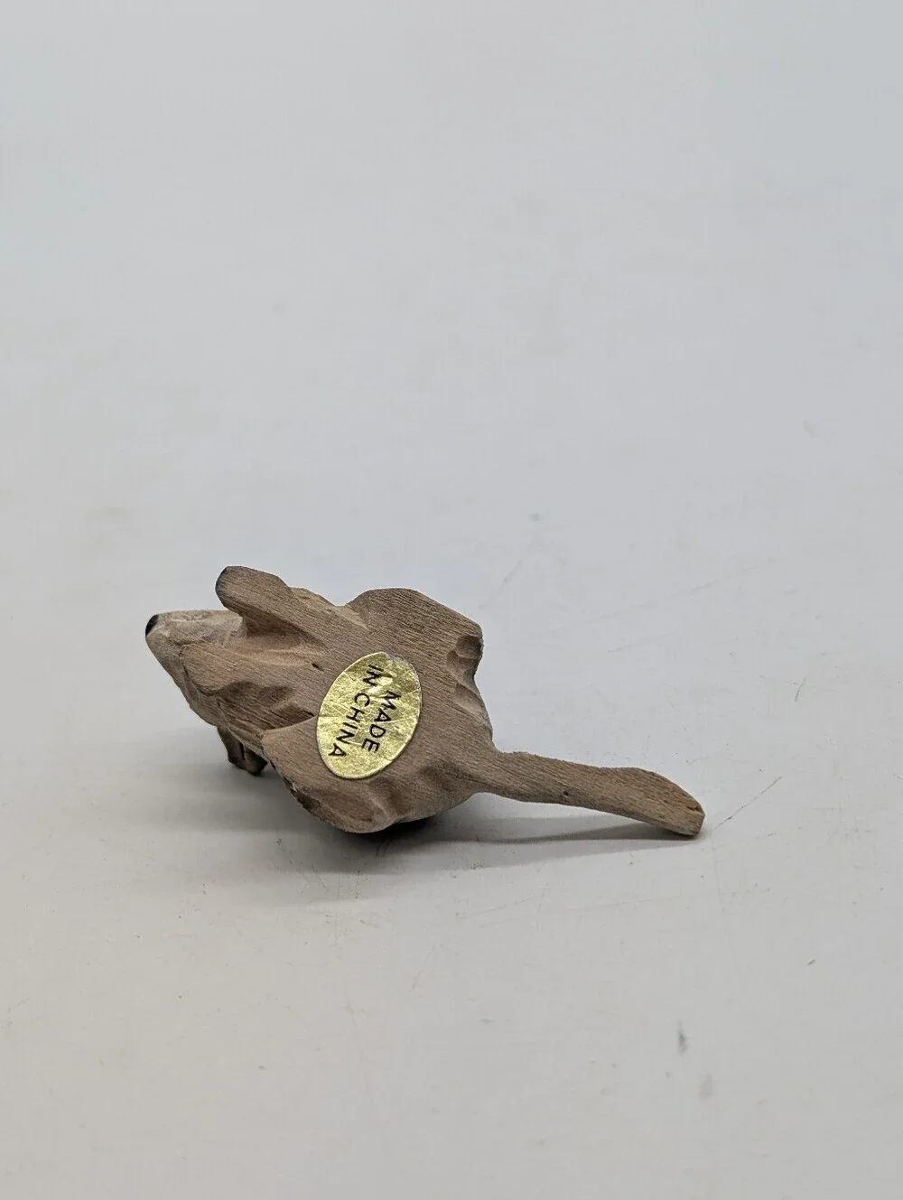 Vintage 1980s Miniature Hand-Carved Wood Chipmunk Mouse Figurine